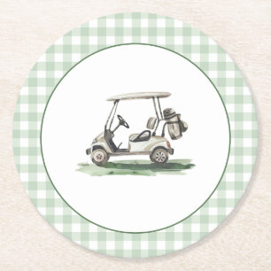 Sagegrön Rutig Golf Ny på Klubben Underlägg Papper Rund