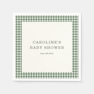 Sagegrön rutig plattångestekt Baby Shower Pappersservett