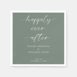 Sagegrön script bröllop Minimal script Elegant Pappersservett