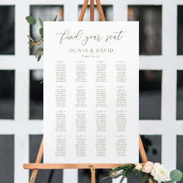 Sagegrön Skrift Elegant 16 bord Sittplatsschema Poster