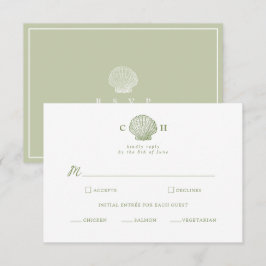 Sagegrön snigelskal Monogram Bröllop RSVP-kort Tilläggskort