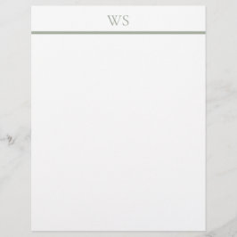 Sagegrön stapelmonogram brevpapper