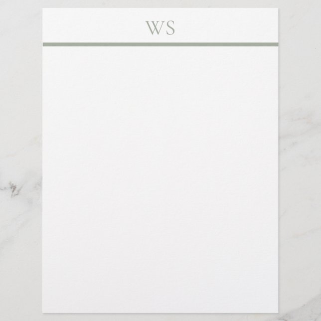 Sagegrön stapelmonogram brevpapper (Framsida)