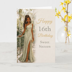 Sagegrön Sweet Sixteen födelsedagskort Kort