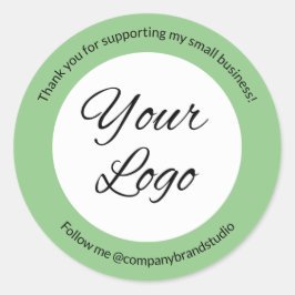 Sagegrön tack företagslogotyp anpassad runt klistermärke