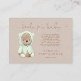 Sagegrön Teddybjörn Baby Shower Bokönskan Tilläggskort