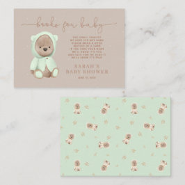 Sagegrön Teddybjörn Baby Shower Bokönskan Tilläggskort