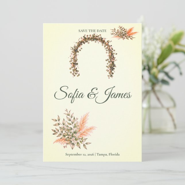 Sagegrön Terrakotta Pampas Arch Spara Datum  (Stående Fram)