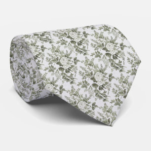 Sagegrön Toile Blommig Slips