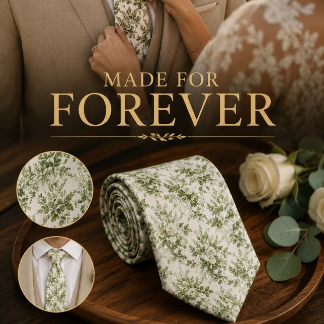 Sagegrön Toile Blommig  Slips (Skapare uppladdad)