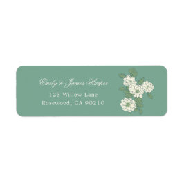 Sagegrön trädgård chinoiserie returadress etikett