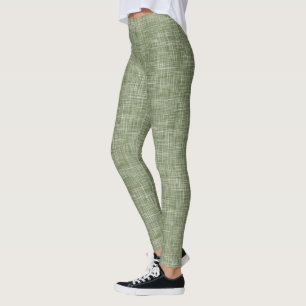 Sagegrön tweed linne mönster leggings