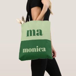 Sagegrön typsnittsmonogram initial Tote Tygkasse