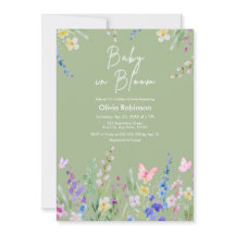 Sagegrön vår Baby i blom Babyshower 