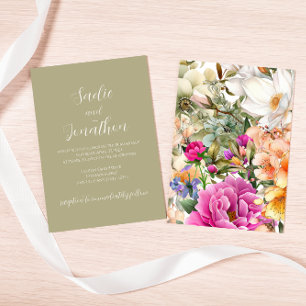 Sagegrön vårblommig bröllopsinbjudan inbjudningar