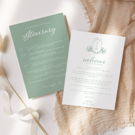 Sagegrön viktoriansk krans Välkommen/Resplan Inbjudningar