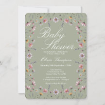 Sagegrön Vildblomma Boho Bebis Shower
