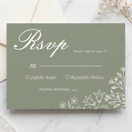 Sagegrön Vildblomma Bröllop RSVP-kort OSA Kort