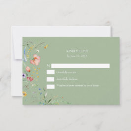 Sagegrön Vildblomma Bröllop RSVP-kort OSA Kort
