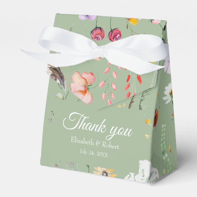 Sagegrön vildblomma presentbox för bröllop presentaskar (Framsidan Sidan)
