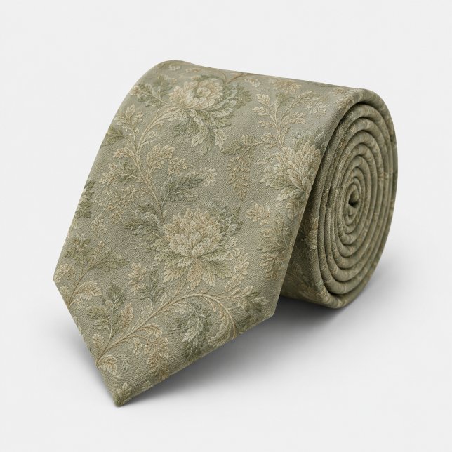 Sagegrön Vintage Blommig Jacquard Slips (Skapare uppladdad)