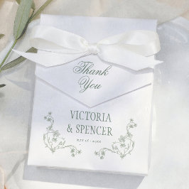Sagegrön Vintage Blommig Tacksamhet Bröllop Presentaskar