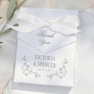 Sagegrön Vintage Blommig Tacksamhet Bröllop Presentaskar