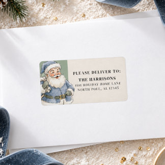 Sagegrön Vintage Tomte Jul Adress Adressetikett
