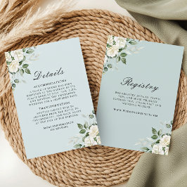 Sagegrön vit blomsterbröllop Skript Bröllop Allt-i Tilläggskort
