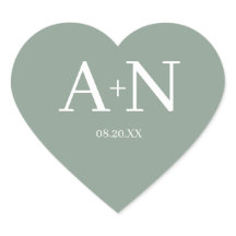 Sagegrön Vit Minimalistisk Bröllopsmonogram 