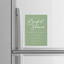 Sagegrön vit typografi Bröllopsdusch Magnetisk Inbjudningskort