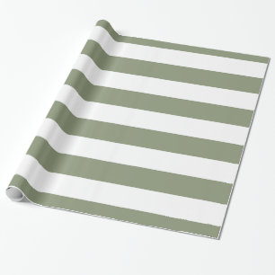 Sagegrön, vit XL-randigt mönster Presentpapper