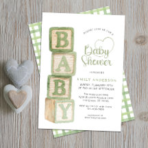 Sagegröna babyblock Babyshower Cottage Gingham
