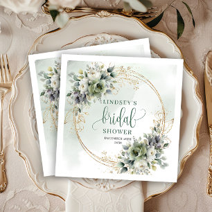 Sagegröna blad Bröllopsduschfest Servetter