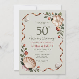 Sagegröna blommande blommor bröllopsjubileum inbjudningar