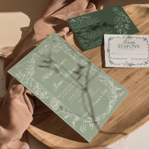 Sagegröna blommiga boho botaniska moderna bröllop