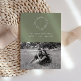 Sagegröna blommor Boho brud Spara datumet