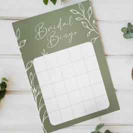 Sagegröna blommor Bröllopsdusch Bingo spel