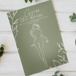 Sagegröna blommor Bröllopsspel Gissa klänningen Flygblad