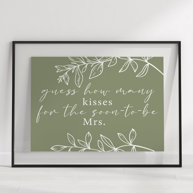 Sagegröna Boho-blommor Gissa hur många kyssar spel Poster (Skapare uppladdad)