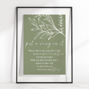 Sagegröna Boho-blommor Sätt en ring på det spel Poster