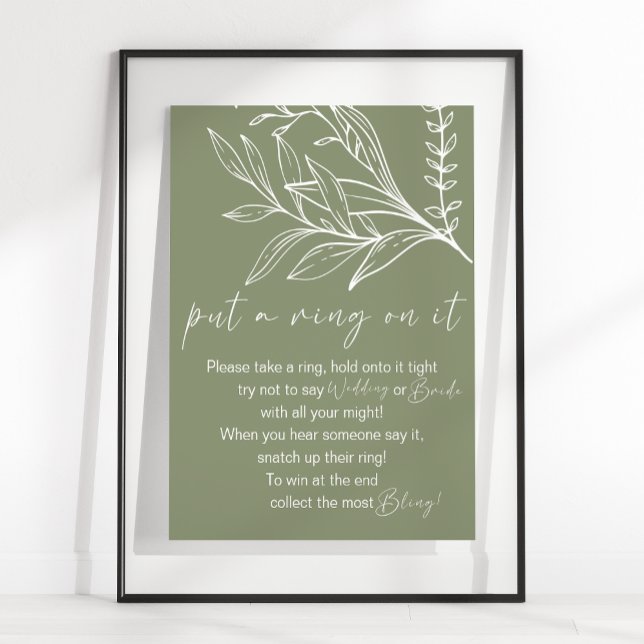 Sagegröna Boho-blommor Sätt en ring på det spel Poster (Skapare uppladdad)