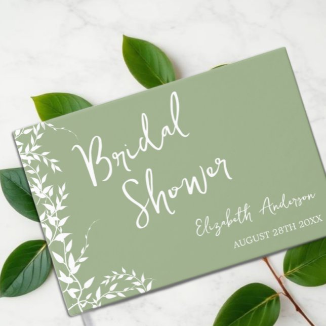 Sagegröna botaniska blad Bröllopsfest Gästböcker (Skapare uppladdad)