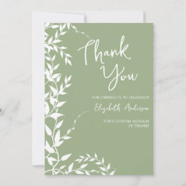 Sagegröna botaniska blad Bröllopsfest Tack Kort