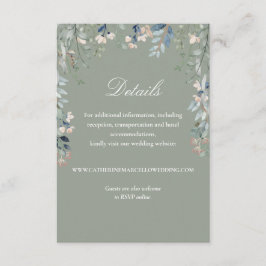 Sagegröna Eleganta Blommiga Kaskad Bröllopsdetalje Tilläggskort