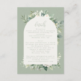 Sagegröna eukalyptus blommande bröllopsdetaljer tilläggskort