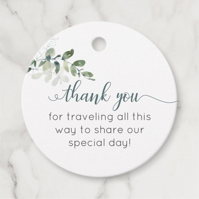 Sagegröna Eukalyptus Tackkort för presenter Gåvor Etiketter (Framsida)