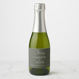 Sagegröna minimalistiska mini-champagne-etiketter