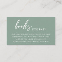 Sagegröna moderna böcker för baby shower-kort