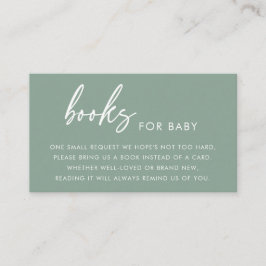 Sagegröna moderna böcker för baby shower-kort tilläggskort